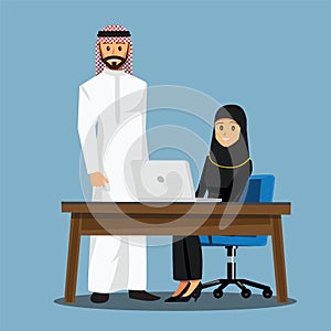 Business women People Desk,Vector illustration cartoon characte