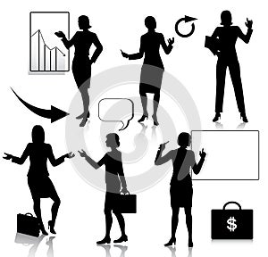 Business women silhouettes set