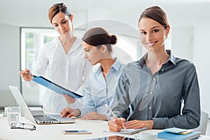 Business women team working at desk