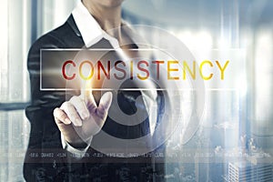 Business women touching the consistency screen photo