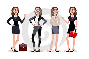 Business womens dialogue. Vector illustration isolatede. Elegant pretty business woman in formal clothes. Base wardrobe, feminine