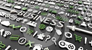 `business` word with 3d icons