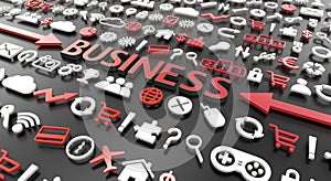 `business` word with 3d icons