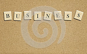 Business word on cork board photo