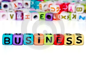Business word from letter beads