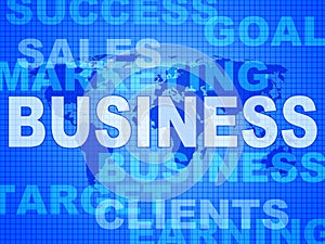 Business Words Shows Corporate Commerce And Buy