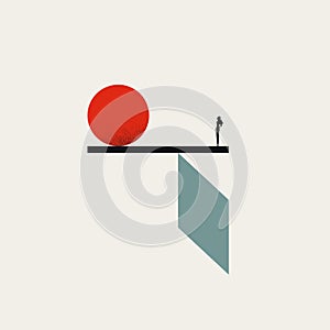 Business and work balance vector concept. Symbol of stability, strategy and risk of fall. Minimal illustration.