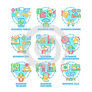 Business Work Set Icons Vector Color Illustrations