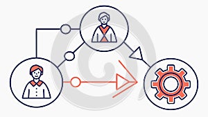 A business workflow diagram with user and process icons, vector design Generative AI