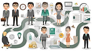 Business Workflow Process Teamwork Collaboration Diagram Illustration