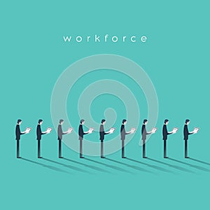 Business workforce vector illustration concept with businessmen doing menial repetitive job. Business outsourcing