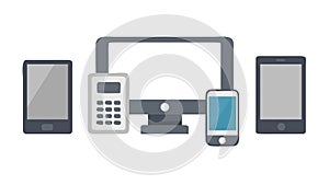 Business Workspace Desktop and Mobile Setup, vector design Generative AI