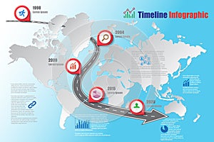 Business world road map timeline infographic, Vector Illustration