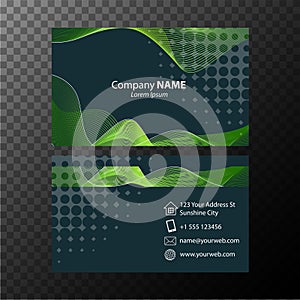 Businesscard template with green wavy lines