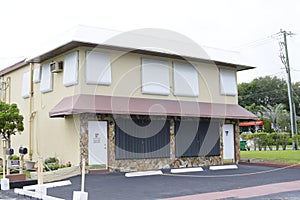 Businesses boarded up for a hurricane