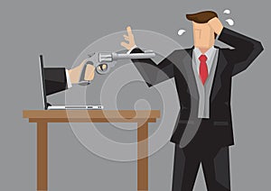 Businesses Feel Threatened by Technology Cartoon Vector illustration