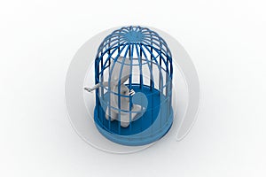 Businessman in a 3d bird cage