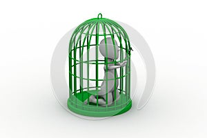 Businessman in a 3d bird cage