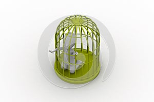 Businessman in a 3d bird cage