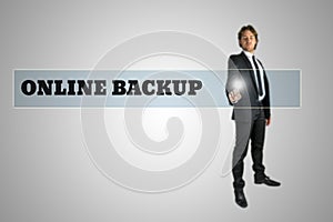 Businessman accessing Online Backup