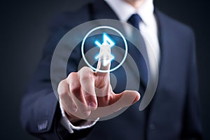 Businessman Activating Wireless Bluetooth Connection photo