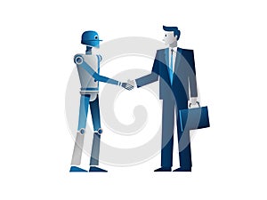 AI robot shaking hand