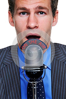 Businessman On the Air microphone