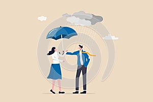 Businessman-altruism-umbrella