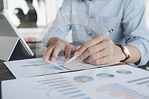 Businessman analyse investment marketing data