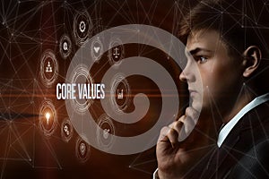 Businessman analyses of core values in business