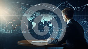 Businessman analyst working with digital finance business data graph showing technology of investment strategy for