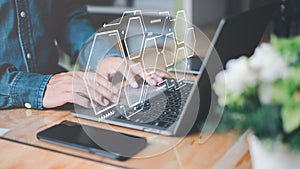 Businessman analyze processes and automate workflows with flowcharts,problem solving concepts, efficiency improvements, monitoring