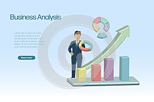 Businessman analyzing business graph chart. Business development for success growth in future plan, business report and marketing