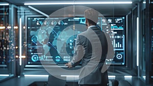 The businessman analyzing data. AI generated photo