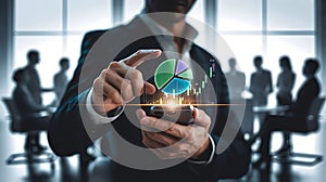 Businessman Analyzing Financial Data on Smartphone