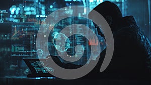 Businessman Analyzing Financial Data on Tablet in Modern Workspace