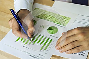 Businessman analyzing sustainable development chart