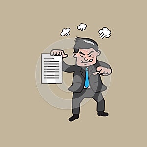 Businessman angry and pointing cartoon