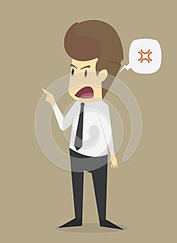 Businessman angry, yell crazy