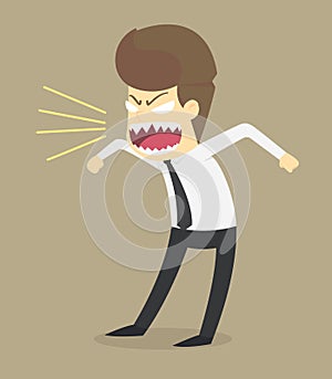 Businessman angry, yell crazy