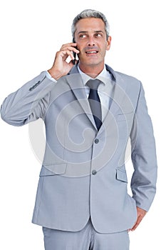 Businessman answering phone