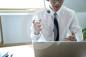 Businessman are answering telephone conversations
