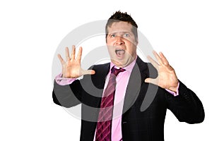 Businessman appearing shocked