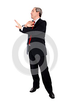 Businessman arguing with his hands