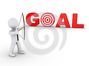 Businessman as archer aiming at a goal target