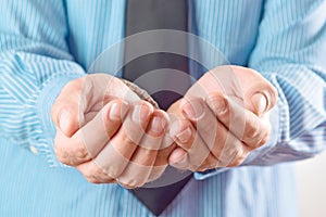 Businessman asking for money