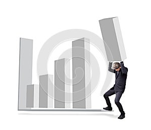 Businessman is attempted by carry graph to increase from