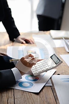 Businessman attending a meeting with company executives, startup company sales team meetings, brainstorming and summary of company