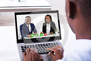 Businessman Attending Video Conference