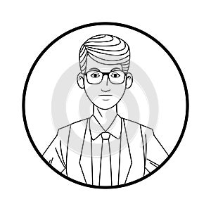 Businessman avatar cartoon character profile picture black and white